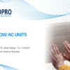 Window AC air unit installed in a bedroom window cooling a small room.