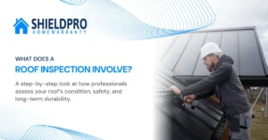 homeowner reviewing roof inspection report