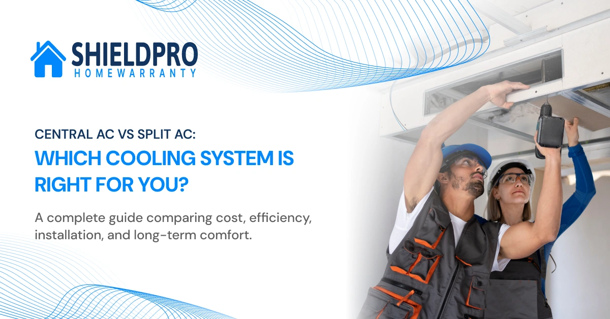 Central AC vs split AC comparison showing outdoor condenser of central air system.