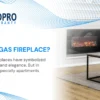 Modern ventless gas fireplace providing efficient home heating and cozy comfort